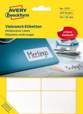 Immagine prodotto di Avery Zweckform® 3337 Etichette universali, 54 x 35 mm, 28 fogli/224 etichette, bianco