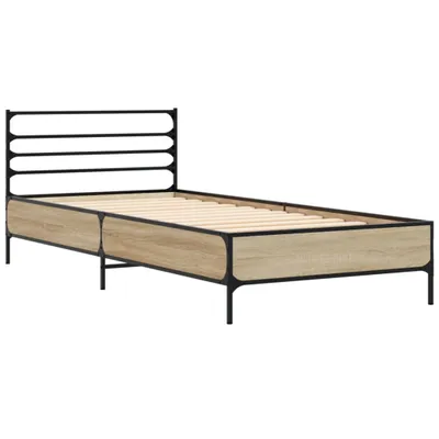 Produktbild von Bettgestell Sonoma-Eiche 75x190 cm Holzwerkstoff und Metall
