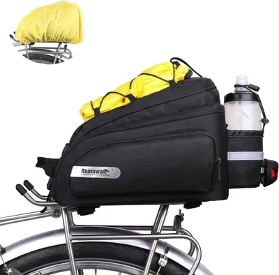 Produktbild von Fahrrad Gepäckträgertasche 12L Schwarz mit Regenschutz und Schultergurt