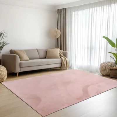 Produktbild von Teppich rosa samtig weich Hasenfell-Optik mit sanftem Glanz Größe - 240 x 340 cm