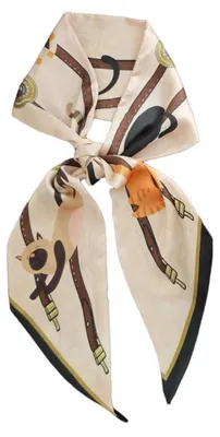 Produktbild von Satin Seidenschal 148 x 13,5 cm Krawatte für Blazer Mantel Kleid Cats Cream
