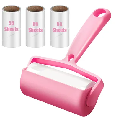 Produktbild von Fusselroller Tierhaarroller Fusselrolle Ersatzrollen - Mit Griff - 4 Nachfüllrollen - 220 Blatt