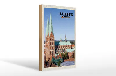 Produktbild von Holzschild Städte Lübeck Deutschland Marienkirche 20x30cm