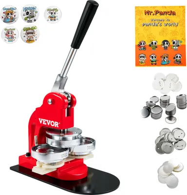 Immagine prodotto di Macchina per badge Button Maker 58 mm, punzonatrice per badge 500 pz. Coperchio di latta, Macchina per la stampa di badge fai da te per la creazione di bottoni, 250 pz. Basi in plastica + 250 basi in ferro per badge maker