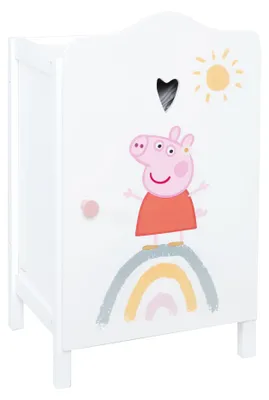 Puppenkleiderschrank Peppa Pig, Holz, weiß, mit Kleiderstange