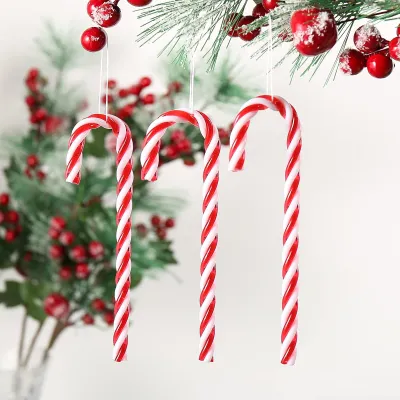 Produktbild von 54 Stück Zuckerstangen Kunststoff Weihnachtsbaumschmuck zum Aufhängen, Rot, Weiß
