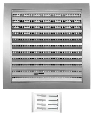 Immagine prodotto di Griglia di ventilazione, quadrata, color argento - 190 x 190 mm, con protezione anti-insetti