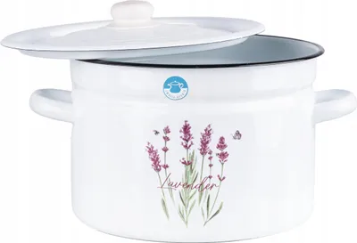 Produktbild von Emaille Topf 9L Kochtopf Universaltopf Suppentopf Induktion Fleischtopf Lavendel + Deckel