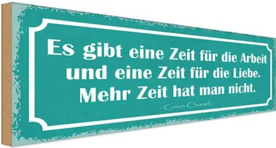 Produktbild von vianmo Holzschild 10x27 cm eine Zeit für Arbeit und Liebe Beruf