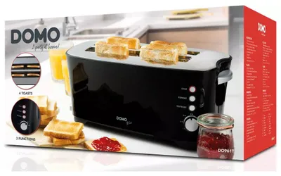 Image de Grille-pain 2 fentes 1350w noir - Domo - DO961T - b-smart