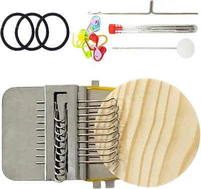 Produktbild von Stopf Loom und Nähmaterialien für kleine Patches | Strickliesel Set für Anfänger - Für Socken, Jeans, Kleidung, Bastelkunst, Garnprojekte, Häkeln und Stickerei