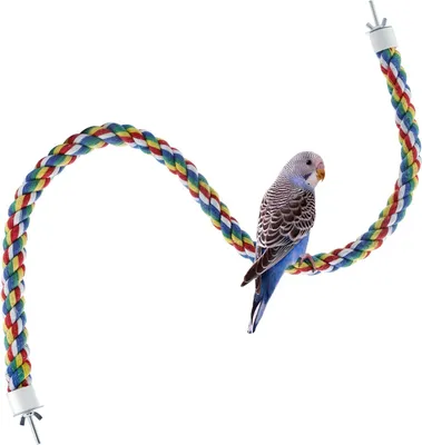 Produktbild von Papageien-Sitzstange, Kletterseil für Wellensittiche, Vogelkäfig-Spielzeugzubehör für Nymphensittiche/Unzertrennliche (80 cm)