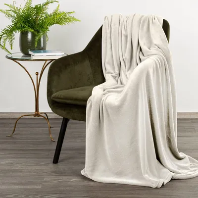 Produktbild von EUROFIRANY | Wohndecke - 150 x 200 cm - cremefarbene Decke - Glatt