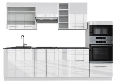Zdjęcie produktu dla Aneks kuchenny Vicco Fame-Line Biały wysoki połysk/biały 280 cm , BP Antracyt, Model 42641