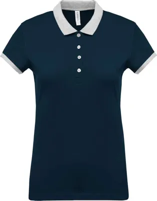 Produktbild von Kariban Damen Polo Shirt T-Shirt Lady-Fit Poloshirt Polohemd Oberteil, kurzarm, Größe:XS, Farbe:Navy/Oxford Grey