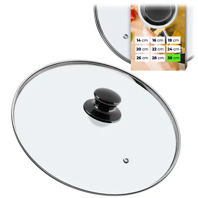 Produktbild von KADAX Topfdeckel "Caserta", Universaldeckel aus Glas mit Schwarzmatt griff, 30 cm