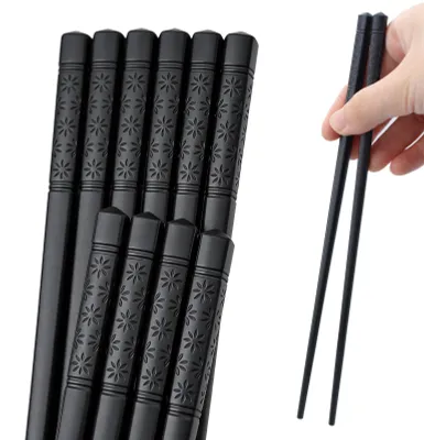 Essstäbchen, 5 Paar, 24 cm, Antirutsch, spülmaschinenfest, schwarz