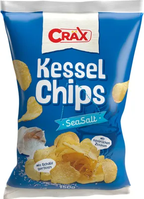 Produktbild von Cräx Kesselchips mit Meersalz knusprig geschmackvoller Snack 150g