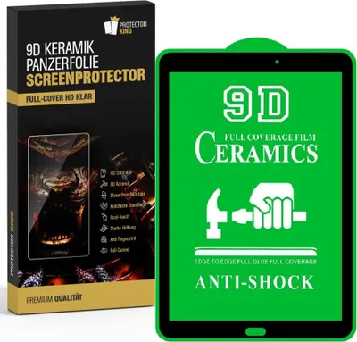 Produktbild von 1x 9D Keramik für Samsung Galaxy Tab E 9.6 FULL-COVER Panzerfolie Displayschutz Panzerschutz Schutzfolie Displayfolie Folie ANTI-SHOK ANTI-BRUCH-ANTI-STOß