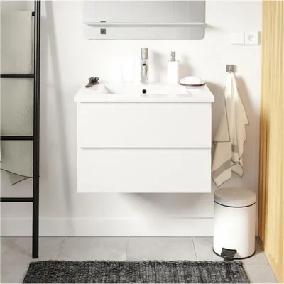 Produktbild von Einzelwaschtisch-Set 60 cm mit Keramikplatte und Chromhahn SORRENTO