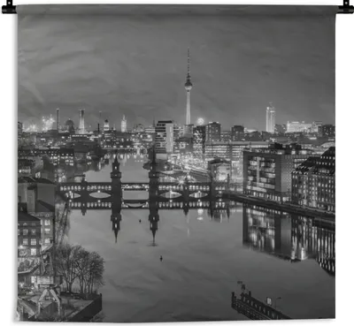 Produktbild von MuchoWow® Wandteppich Wandbehang Berlin - Fluss - Stadt 150x150 cm Tapisserie Dekoration Wandtuch - Wohnaccessoires - Modernes