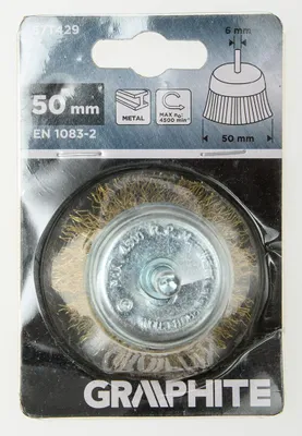 Produktbild von Szczotka druciana czołowa 50 mm z drutu karbowanego mosiądzowanego z trzpieniem 6 mm