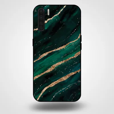 Produktbild von Smartphonica Handytasche für OPPO A91 mit Marmordruck - TPU Rückseite Fall Marmor Design - Grün Gold
