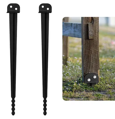Obrázek produktu pro Peviasot 2x L-držák na sloupky 500 mm k zatlučení, šířka vidlice 40 mm, černá zatloukací objímka z železa, kotva pro dřevěné sloupky, zahradní plot, pergola, přístřešek pro auto a dřevěná kůlna