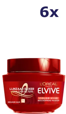 Productafbeelding van 6x L'Oréal Paris Elvive Color-Vive haarmasker, 300 ml