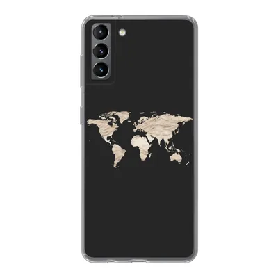 Produktbild von MuchoWow® Handyhülle Schutzhülle Hülle für Samsung Galaxy S21 Plus Weltkarte - Heu - Braun Silikon Softcase Handy Hülle - Handy-Tasche