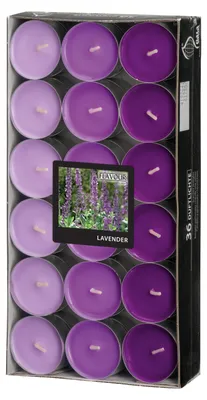 Produktbild von 36 Gala Flavour by GALA Duftlichte Ø 38 mm, 17 mm violett - Lavender Ton in Ton 96971 Teelichte Duftkerzen