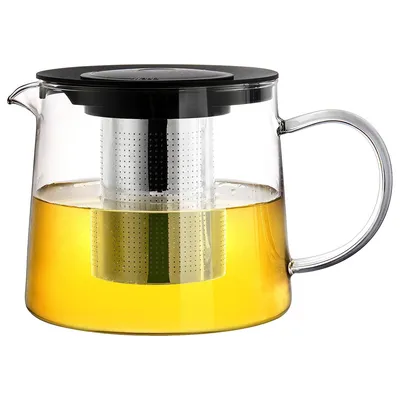 Produktbild von 1,5-Liter-Teekanne aus Glas mit hitzebeständigem Edelstahlfilter, herausnehmbarem Tee- und Kaffeesieb, Kunststoffdeckel