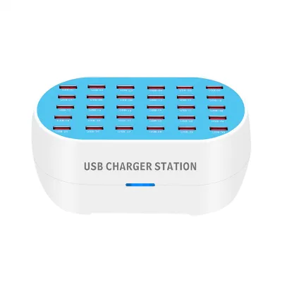 Obrázek produktu pro Víceportová USB nabíječka – stolní USB nabíjecí stanice s 30 porty, výkon 32 A/160 W, výstup 5 V, 1 A–2,4 A, inteligentní rozpoznávání zařízení, náhrada pro iPhone, iPad, chytré telefony, tablety a další zařízení
