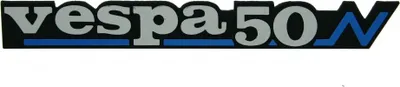 Zdjęcie produktu dla Emblemat / napis RMS " vespa 50 N " niebieski kompatybilny z Vespa 50 N V5A1T - 3 piny 170x21mm