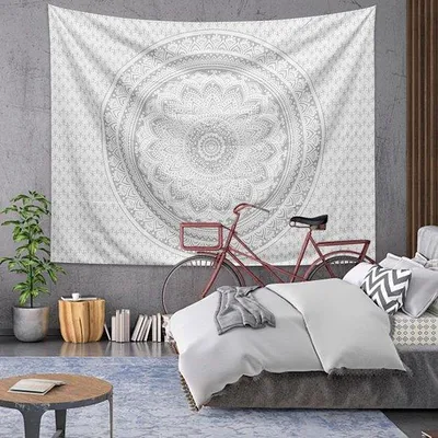 Obrázek produktu pro Ibenzoa® Tapiserie "Mandala" se sluncem a měsícem – polyester, digitální tisk, bohémská dekorace na zeď a závěs, 200 x 150 cm