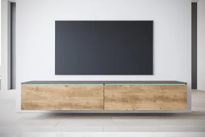 Produktbild von MINIO go for it, TV-Schrank, Lowboard "DONNA" 180 cm, stehend, hängend, mit LED-Beleuchtung, Graphit Matera / Kastanien Breslau Farbe