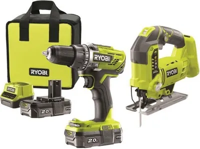 Produktbild von Ryobi R18DDJS-220S Kombi-Set Akku-Bohrschrauber Akku-Stichsäge inkl. Zubehör