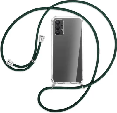 Produktbild von Handykette Backcover-Schutzhülle mit Band (Metall silberfarben) für Samsung Galaxy A23 4G - dunkelgrün