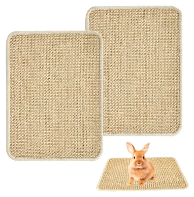 Produktbild von 2 Stück Sisal Kratzmatte für Kaninchen, 30×40 cm Hanfmatten für Nager