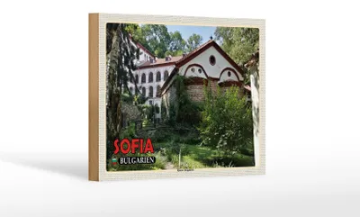 Produktbild von Holzschild Reise 18x12 cm Sofia Bulgarien Kloster Dragalevtsi