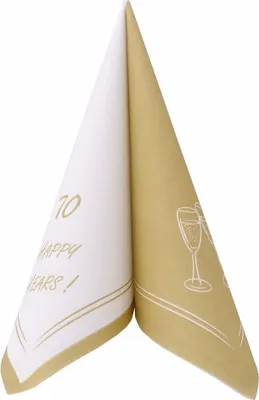 Produktbild von Airlaid Serviette Happy Years 70 Jahre in Gold, 40 x 40 cm, 50 Stück - APARTina