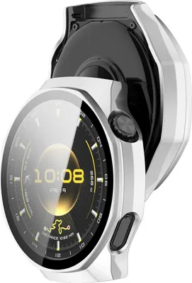 Produktbild von Schutzhülle mit Glas für Huawei Watch GT6 Pro 46 mm, Bizon Case+Glass Watch, Matt Silber