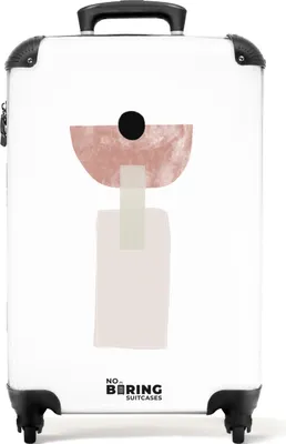 Obrázok produktu pre NoBoringSuitcases.com® Kufr Príručná batožina na kolieskach Rolling suitcase Malý cestovný kufor na 4 kolieskach - Abstract - Pink - Shapes - White - Cabin Size < 55x40x23 cm & 55x40x20 cm - Foto kufor - Príručný kufor - Palubná batožinaPríručná batožina Kufor 55x35x20 cm, 36L,