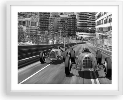 Produktbild von Gerahmtes Poster - Weißer Rahmen - Formel 1 Retro - 50x40 cm - Wand Bild - Wanddeko - Wandbilder - Kunstposter - Wandposter - Bilderrahmen - Bilder - Kunstdruck - Wanddekoration - P2WAA50x40-4843