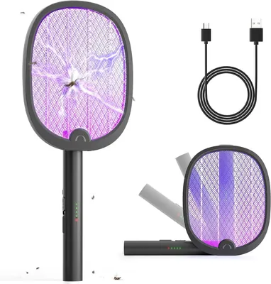 Obrázek produktu pro Elektrický odpuzovač komárů - skládací lapač much - lapač hmyzu - 2 v 1, UV lampa - 4000 V - černý