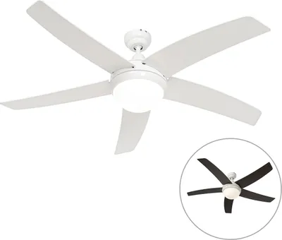 Produktbild von Smarter DeckenventilaTor Weiß mit Holzprint 132cm inkl LED Dimmbar mit Fernbedienung Cool