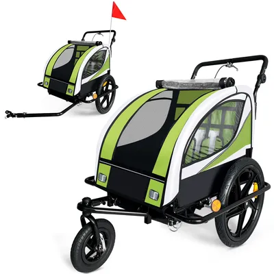 Obrázok produktu pre SAMAX 360° otočný príves na bicykel 2v1 Jogger - v zelenej farbe - čierny rám