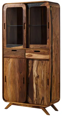 Produktbild von MASSIVMOEBEL24.DE Vitrine Sheesham 90x40x180 dunkelbraun lackiert MAILAND #215