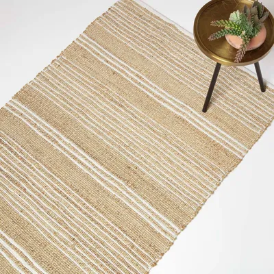 Produktbild von HOMESCAPES Juteteppich Arlyn 90 x 150 cm - Teppich beige-weiß gestreift
