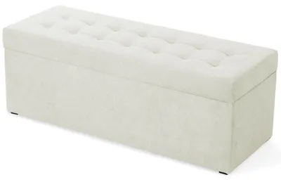 Produktbild von MG Design Polsterhocker Weiß 45x120 cm - Stauraum 140L, bis 300 kg, stabil & pflegeleicht, für Wohnzimmer, Schlafzimmer & Flur